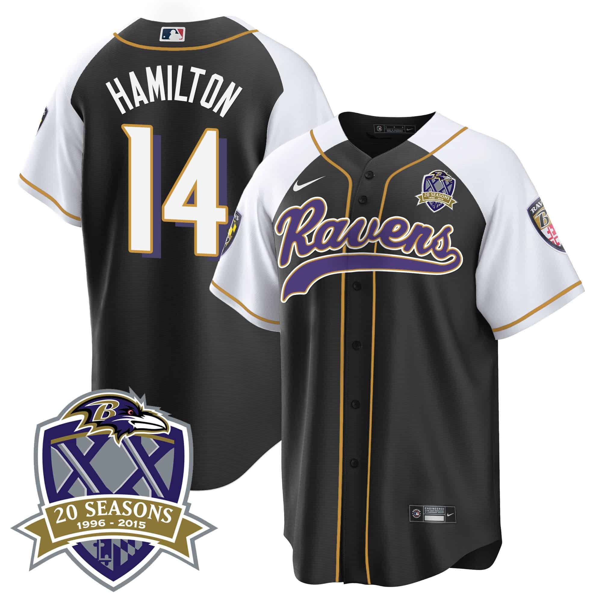 Men Baltimore Ravens #14 Hamilton Black 2024 Nike 20th Season Patch Baseball NFL Jersey->indianapolis colts->NFL Jersey